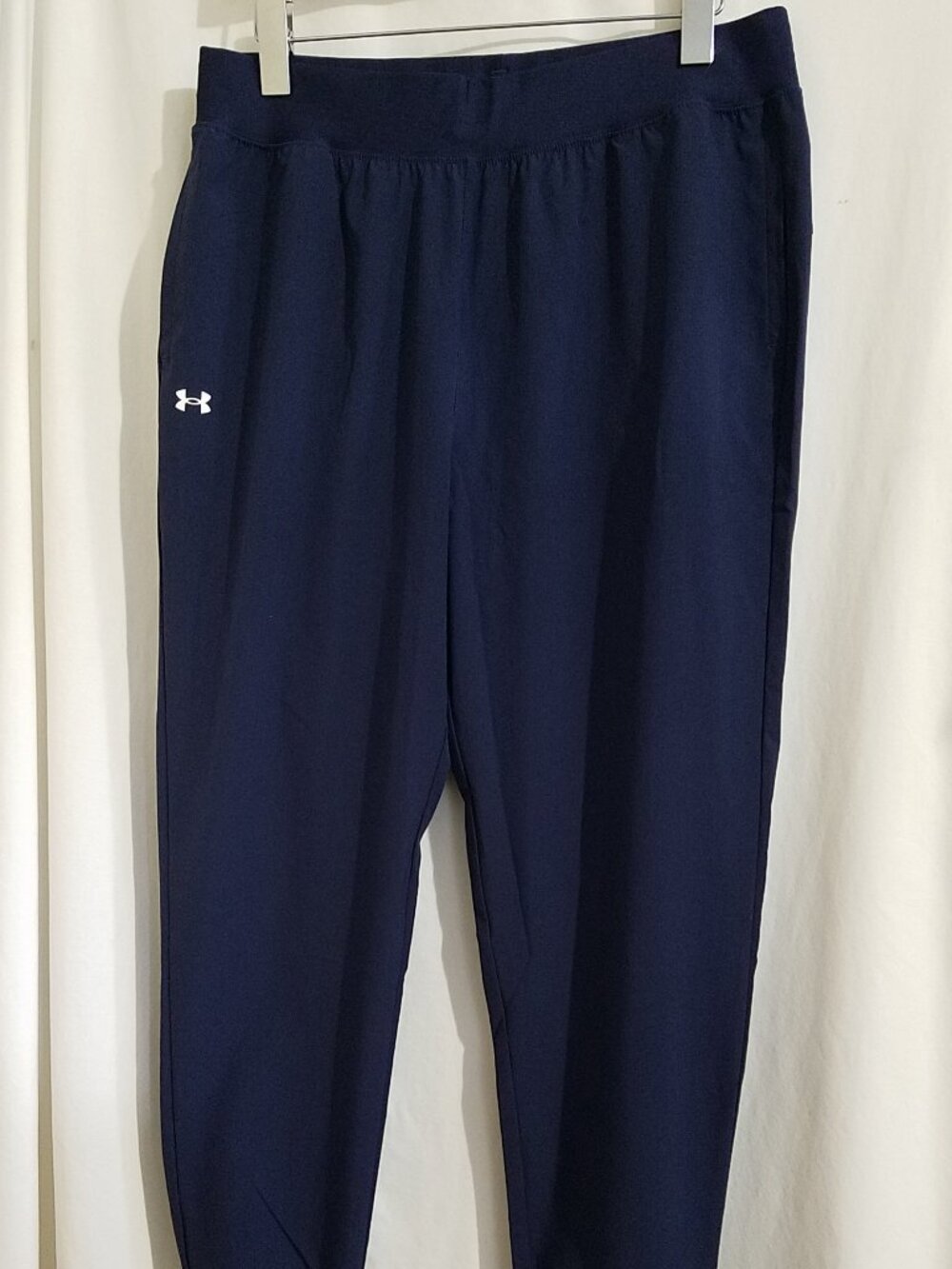 NEW Under Armour Rival High Rise Woven Pants Women's Size Large Navy Blue